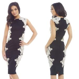 AX Paris Navy Nude Lace Bodycon Dress Size 14